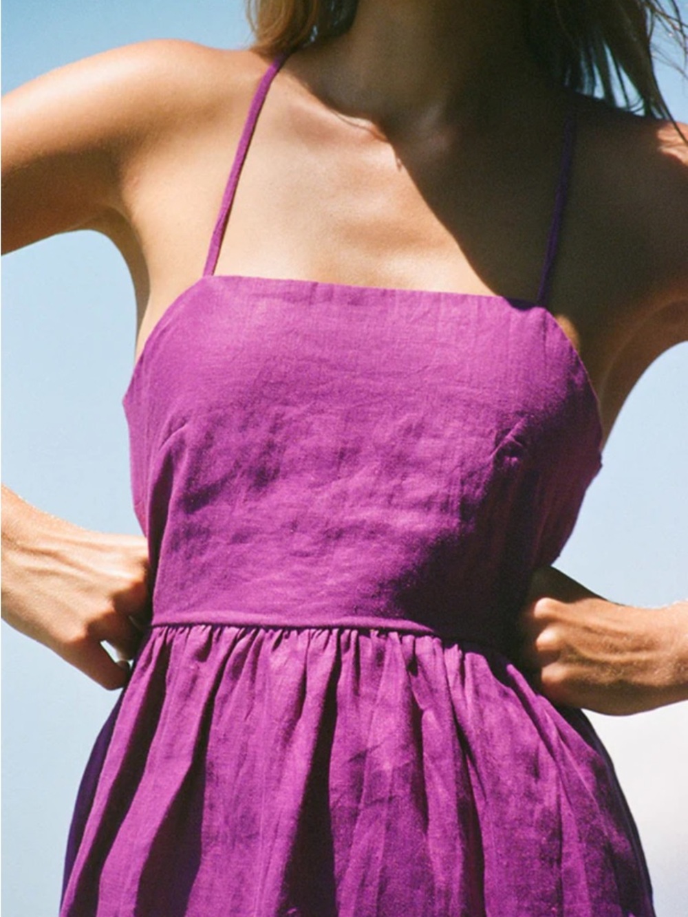 Rove JOIE Midi Dress in purple linen size Small - Picture 11 of 14